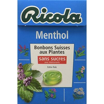 Ricola Bonbons Suisses aux Plantes Menthol sans Sucres 50 g Lot de 5 - Publicité Ricola Bonbons Suisses aux Plantes Menthol sans Sucres 50 g Lot de 5 - Publicité