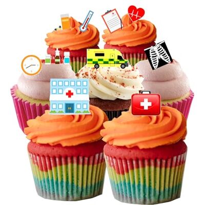Top That Lot de 44 décorations de gâteaux en papier comestible sur le thème de l'ambulance - Publicité Top That Lot de 44 décorations de gâteaux en papier comestible sur le thème de l'ambulance - Publicité