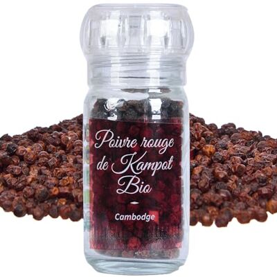 Khla Poivre Rouge de Kampot Certifié Bio 45 g Moulin Rechargeable Poivre en Grain Grand Cru, Doux & Fruité Ingrédient Cuisine Épice Production limitée Origine Cambodge - Publicité Khla Poivre Rouge de Kampot Certifié Bio 45 g Moulin Rechargeable Poivre en Grain Grand Cru, Doux & Fruité Ingrédient Cuisine Épice Production limitée Origine Cambodge - Publicité