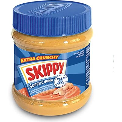 SKIPPY Beurre de Cacahuètes Super Chunk Morceaux Croquants & Saveur à l'Américaine Sans Huile de Palme 340 g - Publicité SKIPPY Beurre de Cacahuètes Super Chunk Morceaux Croquants & Saveur à l'Américaine Sans Huile de Palme 340 g - Publicité