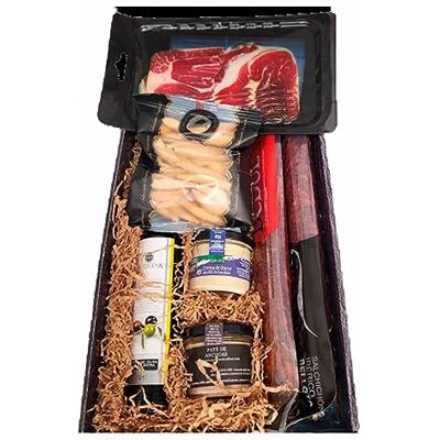 Deliex delicias de Extremadura Deliex délices d'Estrémadure. Panier gourmand à offrir avec huile La Chinta, jambon, produits ibériques et pâtés. Cadeaux pour anniversaire ou Noël. Lot de délicatesses. Publicité Deliex delicias de Extremadura Deliex délices d'Estrémadure. Panier gourmand à offrir avec huile La Chinta, jambon, produits ibériques et pâtés. Cadeaux pour anniversaire ou Noël. Lot de délicatesses. Publicité