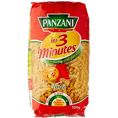 PANZANI Pâtes Les 3 Minutes Torti 500 g Lot de 6 - Publicité PANZANI Pâtes Les 3 Minutes Torti 500 g Lot de 6 - Publicité