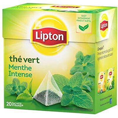 Lipton Infusión Green Tea Intense Mint 20 Sobres - Publicité Lipton Infusión Green Tea Intense Mint 20 Sobres - Publicité