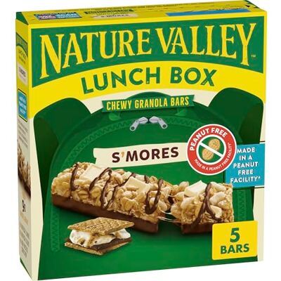 Nature Valley Boîte repas Chewy Barres de céréales S'mores sans arachide 5 barres 130,4 g - Publicité Nature Valley Boîte repas Chewy Barres de céréales S'mores sans arachide 5 barres 130,4 g - Publicité