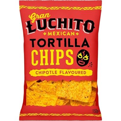 Gran Luchito Lot de 10 copeaux de tortilla mexicains sans gluten 150 g saveur chipotle Parfait pour goûter et faire des nachos - Publicité Gran Luchito Lot de 10 copeaux de tortilla mexicains sans gluten 150 g saveur chipotle Parfait pour goûter et faire des nachos - Publicité