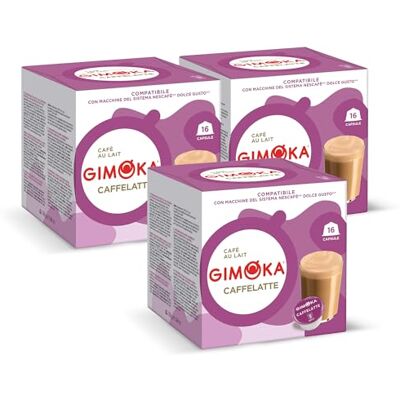 Gimoka Goût CAFÈ AU LAT 48 Capsules Compatibles avec les machines à café de la marque Nescafé* Dolce Gusto* Produit en Italie (lot de 3 x 16) - Publicité Gimoka Goût CAFÈ AU LAT 48 Capsules Compatibles avec les machines à café de la marque Nescafé* Dolce Gusto* Produit en Italie (lot de 3 x 16) - Publicité