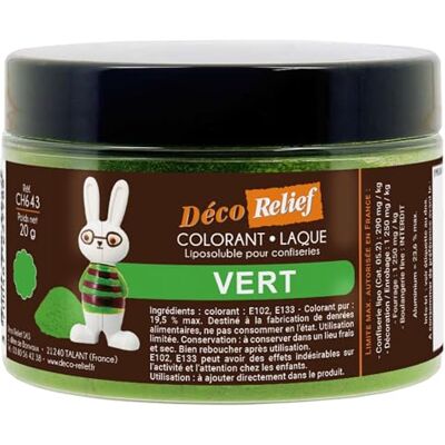 Déco Relief Colorant Alimentaire Vert 20 g Colorant Liposoluble en Poudre Ingrédient Cuisine & Pâtisserie Pour Crèmes au Beurre, Chocolat, Pâtes d’Amande, Ganaches CH643 - Publicité Déco Relief Colorant Alimentaire Vert 20 g Colorant Liposoluble en Poudre Ingrédient Cuisine & Pâtisserie Pour Crèmes au Beurre, Chocolat, Pâtes d’Amande, Ganaches CH643 - Publicité