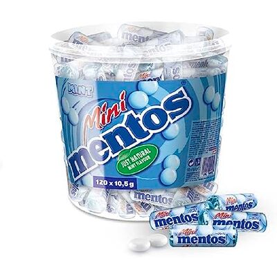 MENTOS Bonbons à la Menthe, Tendres et Croquants Goût Rafraîchissant Grand Format à Partager Idéal pour Anniversaires Tubo de 1,32 kg - Publicité MENTOS Bonbons à la Menthe, Tendres et Croquants Goût Rafraîchissant Grand Format à Partager Idéal pour Anniversaires Tubo de 1,32 kg - Publicité