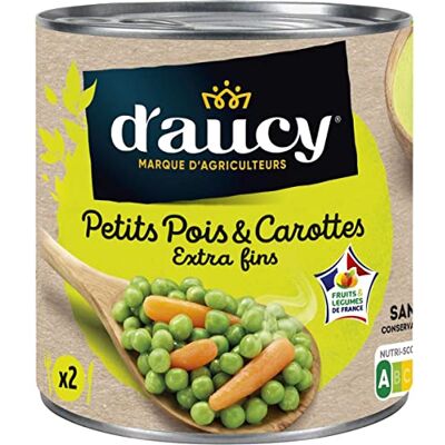 AUCHAN Lot de 3 unités *** D'AUCY Petits pois carottes extra fins 100% cultivés en France 265g - Publicité AUCHAN Lot de 3 unités *** D'AUCY Petits pois carottes extra fins 100% cultivés en France 265g - Publicité