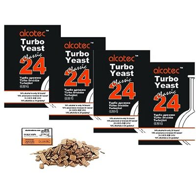 AlcoFermBrew 4 x Turbo Levure Alcotec Classic 24-175g, Levure pour la fermentation du sucre, Distillateurs Levure, Levure Rapide, Gnôle Alcool - Publicité AlcoFermBrew 4 x Turbo Levure Alcotec Classic 24-175g, Levure pour la fermentation du sucre, Distillateurs Levure, Levure Rapide, Gnôle Alcool - Publicité