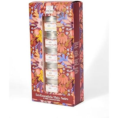 QUAI SUD Coffret Thés Noirs "Les Essentiels" 5 thés 20g Figue Orange Miel Litchi Rose Nougat Framboise Pain d'Épices Fruits Rouges Vanille - Publicité QUAI SUD Coffret Thés Noirs "Les Essentiels" 5 thés 20g Figue Orange Miel Litchi Rose Nougat Framboise Pain d'Épices Fruits Rouges Vanille - Publicité