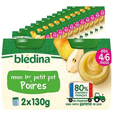 Blédina Mon 1er Petit Pot pour bébé, Dès 4/6 Mois, Poires, 24x130g (Lot de 12*2) - Publicité Blédina Mon 1er Petit Pot pour bébé, Dès 4/6 Mois, Poires, 24x130g (Lot de 12*2) - Publicité
