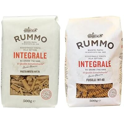 Rummo Pâtes complètes Lot d'essai 4 pâtes mixtes + 4 pâtes italiennes Fusilli ( 8 x 500 g) - Publicité Rummo Pâtes complètes Lot d'essai 4 pâtes mixtes + 4 pâtes italiennes Fusilli ( 8 x 500 g) - Publicité