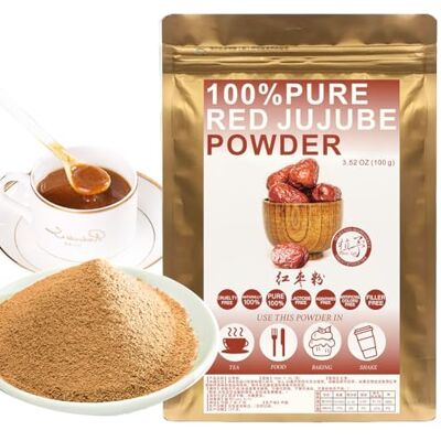 Plant Gift 100% Pure Jujube Powder 红枣粉 Poudre naturelle, excellente saveur pour boissons, smoothies, yaourt, torréfaction, biscuits, gâteaux et boissons 100g / 3.25oz - Publicité Plant Gift 100% Pure Jujube Powder 红枣粉 Poudre naturelle, excellente saveur pour boissons, smoothies, yaourt, torréfaction, biscuits, gâteaux et boissons 100g / 3.25oz - Publicité
