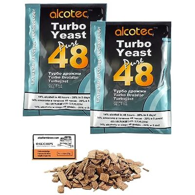 AlcoFermBrew 2 x Turbo Levure Alcotec Pure 48-135g, Levure pour la fermentation du sucre, Distillateurs Levure, Levure Rapide, Gnôle Alcool - Publicité AlcoFermBrew 2 x Turbo Levure Alcotec Pure 48-135g, Levure pour la fermentation du sucre, Distillateurs Levure, Levure Rapide, Gnôle Alcool - Publicité