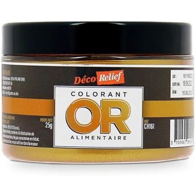 Déco Relief Colorant Or Précieux Métallisé 25 g Colorant Professionnel Colorant Alimentaire Ingrédient pour Cuisine & Pâtisserie - Publicité Déco Relief Colorant Or Précieux Métallisé 25 g Colorant Professionnel Colorant Alimentaire Ingrédient pour Cuisine & Pâtisserie - Publicité