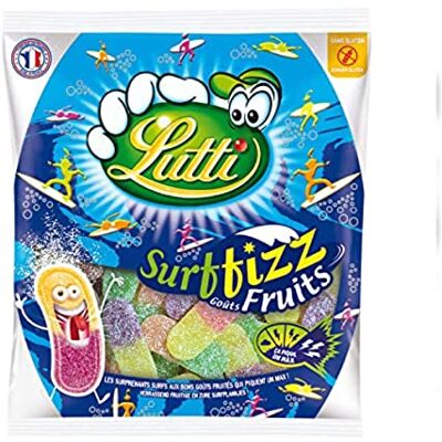 Lutti Bonbons Surffizz goûts fruits, extra acide Le sachet de 200g - Publicité Lutti Bonbons Surffizz goûts fruits, extra acide Le sachet de 200g - Publicité
