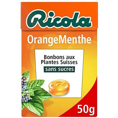 Ricola Orange Menthe Sans Sucres Boite 50G Lot De 4 - Publicité Ricola Orange Menthe Sans Sucres Boite 50G Lot De 4 - Publicité