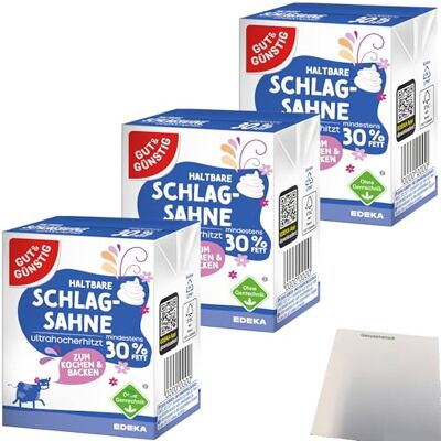 usy Gut&Günstig Lot de 3 paquets de crème fouettée durable 30 % de matières grasses + bloc - Publicité usy Gut&Günstig Lot de 3 paquets de crème fouettée durable 30 % de matières grasses + bloc - Publicité