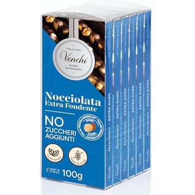 Venchi Kit de 6 Tablettes Chocolat Extra Noir aux Noisettes, 600 g NO Added Sugar Sans Édulcorants Artificiels Sans Gluten Végétalien Idée Cadeau - Publicité Venchi Kit de 6 Tablettes Chocolat Extra Noir aux Noisettes, 600 g NO Added Sugar Sans Édulcorants Artificiels Sans Gluten Végétalien Idée Cadeau - Publicité