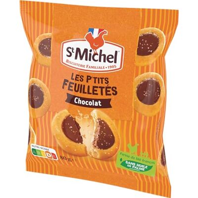 St Michel Les P'tits Feuilletés au Chocolat 80 G 30 Paquets - Publicité St Michel Les P'tits Feuilletés au Chocolat 80 G 30 Paquets - Publicité