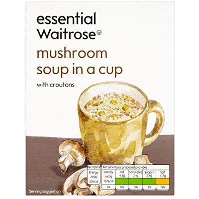 Waitrose Soupe Mushroom Cup Essentielle 4 x 24g - Publicité Waitrose Soupe Mushroom Cup Essentielle 4 x 24g - Publicité