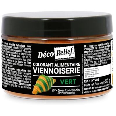 Déco Relief Colorant Viennoiserie Vert 50 g Colorant Alimentaire en Poudre Croissant Ingrédient Pâtisserie Professionnel INTV02 - Publicité Déco Relief Colorant Viennoiserie Vert 50 g Colorant Alimentaire en Poudre Croissant Ingrédient Pâtisserie Professionnel INTV02 - Publicité