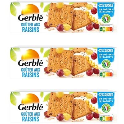 Gerblé – Goûters aux Raisins – Biscuits croustillants à la pâte de raisin – Allégés en sucres – Riches en fibres – Sans huile de palme – Nutri-Score B – Lot de 3 paquets – 12 Sachets Individuels - Publicité Gerblé – Goûters aux Raisins – Biscuits croustillants à la pâte de raisin – Allégés en sucres – Riches en fibres – Sans huile de palme – Nutri-Score B – Lot de 3 paquets – 12 Sachets Individuels - Publicité