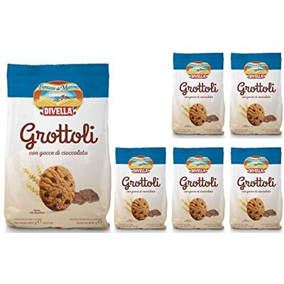Divella Grottoli Biscotti con Gocce di Cioccolato 6 Confezioni da 400 grammi - Publicité Divella Grottoli Biscotti con Gocce di Cioccolato 6 Confezioni da 400 grammi - Publicité