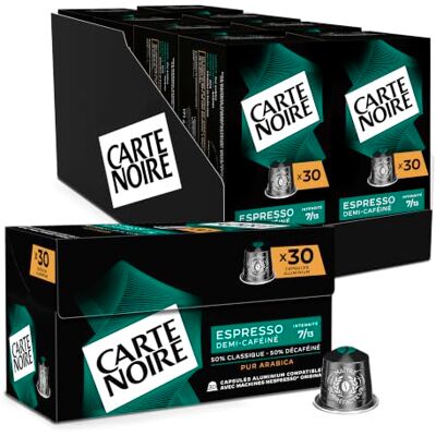 Carte Noire Capsules de Café Demi-cafeiné Numéro 6 Compatibles Nespresso-Café 100purcent Arabica-Lot de 30 x 8 Capsules Aluminium-Fabriqué en France (240 capsules) - Publicité Carte Noire Capsules de Café Demi-cafeiné Numéro 6 Compatibles Nespresso-Café 100purcent Arabica-Lot de 30 x 8 Capsules Aluminium-Fabriqué en France (240 capsules) - Publicité