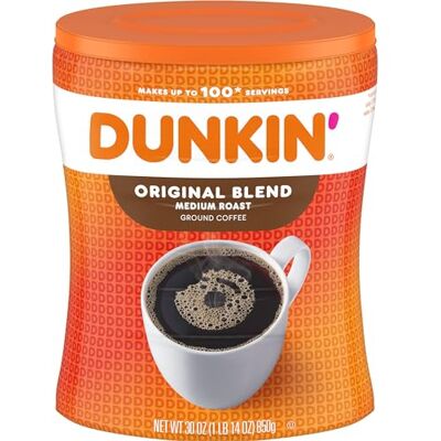 Dunkin' Donuts Dunkin Donuts Mélange original Moyen rôti au sol Canister Café 850g - Publicité Dunkin' Donuts Dunkin Donuts Mélange original Moyen rôti au sol Canister Café 850g - Publicité