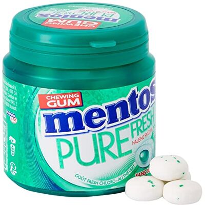 MENTOS Chewing-Gum Pure Fresh Chloro Chewing-Gum Sans Sucres Au Thé Vert Dure Longtemps Haleine Fraîche 2 Boîtes de 50 Dragées - Publicité MENTOS Chewing-Gum Pure Fresh Chloro Chewing-Gum Sans Sucres Au Thé Vert Dure Longtemps Haleine Fraîche 2 Boîtes de 50 Dragées - Publicité