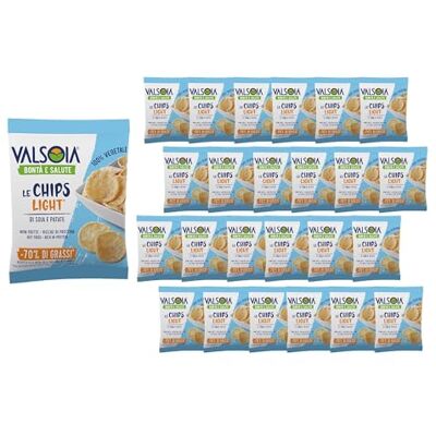 Valsoia , Le Chips Light, chips de légumes au soja et à la pomme de terre, boîte de 24 sachet de 25 grammes, 100% végétal, riche en protéines et en fibres, idéal pour les végétaliens et les végétariens - Publicité Valsoia , Le Chips Light, chips de légumes au soja et à la pomme de terre, boîte de 24 sachet de 25 grammes, 100% végétal, riche en protéines et en fibres, idéal pour les végétaliens et les végétariens - Publicité