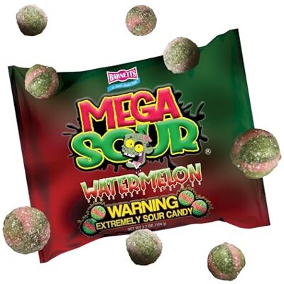 Barnetts Sweets Mega Sour Candy Watermelon Pastèque (104g) - Publicité Barnetts Sweets Mega Sour Candy Watermelon Pastèque (104g) - Publicité