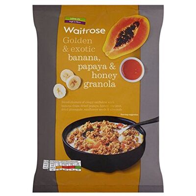 Waitrose Golden & Exotic Banana, Papaya & Honey Granola 1kg - Publicité Waitrose Golden & Exotic Banana, Papaya & Honey Granola 1kg - Publicité