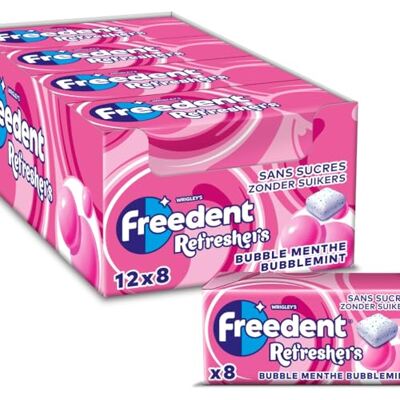 Freedent REFRESHERS Chewing Gum Sans Sucre Goût Bubble Menthe 12 Paquet de 8 Dragées Grand Format 96 Dragées - Publicité Freedent REFRESHERS Chewing Gum Sans Sucre Goût Bubble Menthe 12 Paquet de 8 Dragées Grand Format 96 Dragées - Publicité