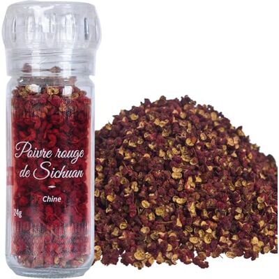 Khla Poivre de Sichuan Rouge 24 g Moulin Rechargeable Ingrédient Épicerie Fine Cuisine Baies de Sichuan Rouge Direct Producteur Épice d’Asie Poivre Timut Szechuan Origine Chine - Publicité Khla Poivre de Sichuan Rouge 24 g Moulin Rechargeable Ingrédient Épicerie Fine Cuisine Baies de Sichuan Rouge Direct Producteur Épice d’Asie Poivre Timut Szechuan Origine Chine - Publicité