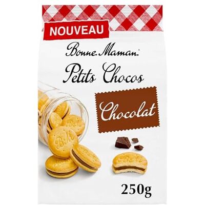 Bonne Maman Petits Chocos Biscuits avec Fourrage au Chocolat au Lait Recette Authentique 250 G - Publicité Bonne Maman Petits Chocos Biscuits avec Fourrage au Chocolat au Lait Recette Authentique 250 G - Publicité