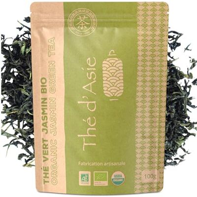 Khla Thé Vert Jasmin Bio 100 g Sachet Vrac Chaud ou Glacé Jasmine Tea Floral & Aromatique Riche en Antioxydants Sommeil, Digestion Thé d’Asie Origine Chine Tisane & Infusion - - Publicité Khla Thé Vert Jasmin Bio 100 g Sachet Vrac Chaud ou Glacé Jasmine Tea Floral & Aromatique Riche en Antioxydants Sommeil, Digestion Thé d’Asie Origine Chine Tisane & Infusion - - Publicité