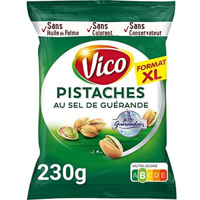 AUCHAN Lot de 3 unités *** VICO Pistaches au sel de Guérande format XL 230g - Publicité AUCHAN Lot de 3 unités *** VICO Pistaches au sel de Guérande format XL 230g - Publicité