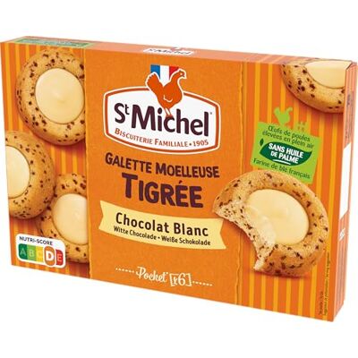 St Michel Galettes Moelleuses Tigrées Gâteaux avec Nappage au Chocolat Blanc Recette Authentique 180 G - Publicité St Michel Galettes Moelleuses Tigrées Gâteaux avec Nappage au Chocolat Blanc Recette Authentique 180 G - Publicité