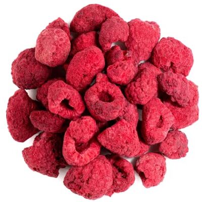 Valley of Tea Framboises Lyophilisées Bio Entières Snack de Baies Déshydratées - Publicité Valley of Tea Framboises Lyophilisées Bio Entières Snack de Baies Déshydratées - Publicité