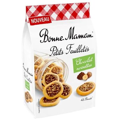 Bonne Maman Petits Feuilletés Chocolat Noisettes Biscuits Feuilletés avec Fourrage au Chocolat Recette Authentique- 250 G - Publicité Bonne Maman Petits Feuilletés Chocolat Noisettes Biscuits Feuilletés avec Fourrage au Chocolat Recette Authentique- 250 G - Publicité