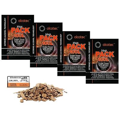 AlcoFermBrew 4 x Turbo Levure Alcotec Mega Pack 360g, Levure pour la fermentation du sucre, Distillateurs Levure, Levure Rapide, Gnôle Alcool - Publicité AlcoFermBrew 4 x Turbo Levure Alcotec Mega Pack 360g, Levure pour la fermentation du sucre, Distillateurs Levure, Levure Rapide, Gnôle Alcool - Publicité