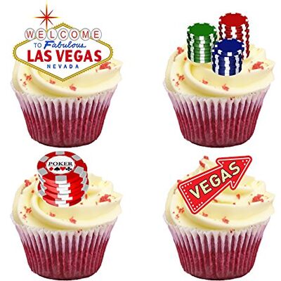Top That 16 décorations pour gâteaux Sur le thème de Las Vegas En papier azyme comestible de qualité supérieure - Publicité Top That 16 décorations pour gâteaux Sur le thème de Las Vegas En papier azyme comestible de qualité supérieure - Publicité