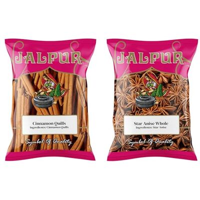 Jalpur Ensemble d'épices de Noël – Plumes à la cannelle et anis étoilé – 100 g chacune - Publicité Jalpur Ensemble d'épices de Noël – Plumes à la cannelle et anis étoilé – 100 g chacune - Publicité