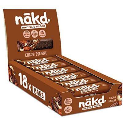 Nakd Cocoa Delight Snack Bar - Sans Gluten, Végane, Sans Sucre - 35g - Publicité Nakd Cocoa Delight Snack Bar - Sans Gluten, Végane, Sans Sucre - 35g - Publicité
