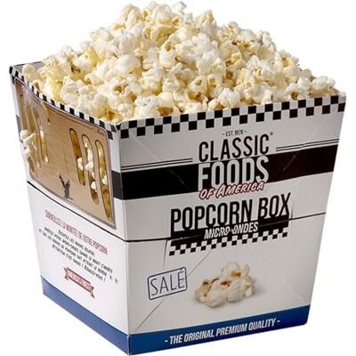 CLASSIC FOODS OF AMERICA Popcorn Box Sale 100 g - Publicité CLASSIC FOODS OF AMERICA Popcorn Box Sale 100 g - Publicité