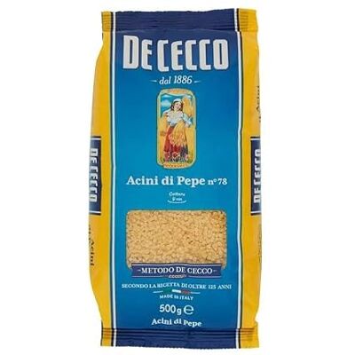 De Cecco Lot de 10 pâtes 100 % italiennes Acini di Pepe n° 78 500 g - Publicité De Cecco Lot de 10 pâtes 100 % italiennes Acini di Pepe n° 78 500 g - Publicité
