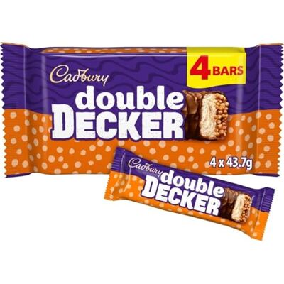 Cadbury Double Decker Lot de 4 barres de chocolat 4 x 43,7 g 174,8 g - Publicité Cadbury Double Decker Lot de 4 barres de chocolat 4 x 43,7 g 174,8 g - Publicité